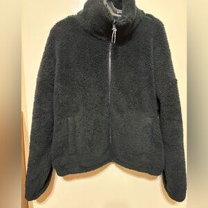 American Eagle Seriously Hugable Sherpa Fur zip Teddy Jacket Black SZ M